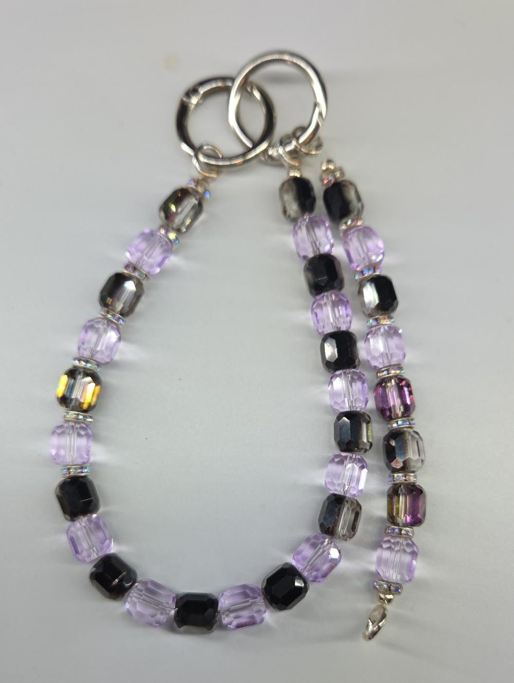 Lavender and Black Faceted Bead Chain - Pirse And Or Phone chain